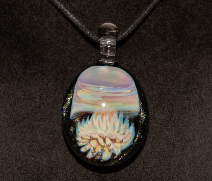 Handblown Sea Life Pendant | Jellyfish Glass Necklace | Silvered Glass Art Jewelry | Tropical Jewelry | Ocean Horizon