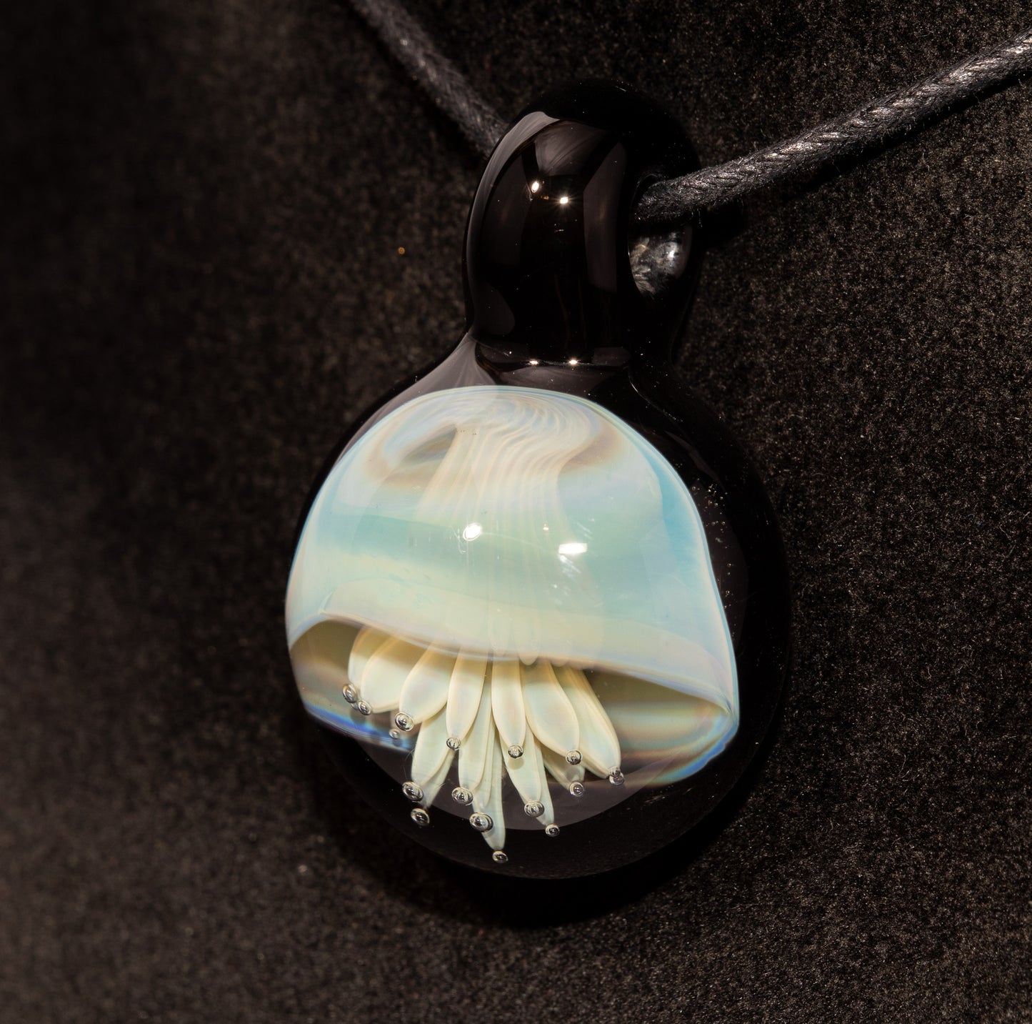 Sea Creature Pendant | Jellyfish Glass Necklace | Silvered Glass Art | Handblown Jewelry | Ocean Depths