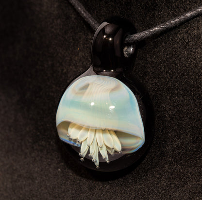Sea Creature Pendant | Jellyfish Glass Necklace | Silvered Glass Art | Handblown Jewelry | Ocean Depths