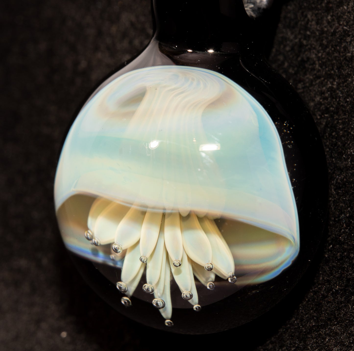 Sea Creature Pendant | Jellyfish Glass Necklace | Silvered Glass Art | Handblown Jewelry | Ocean Depths