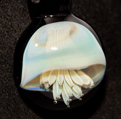 Sea Creature Pendant | Jellyfish Glass Necklace | Silvered Glass Art | Handblown Jewelry | Ocean Depths