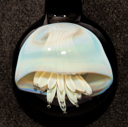 Sea Creature Pendant | Jellyfish Glass Necklace | Silvered Glass Art | Handblown Jewelry | Ocean Depths