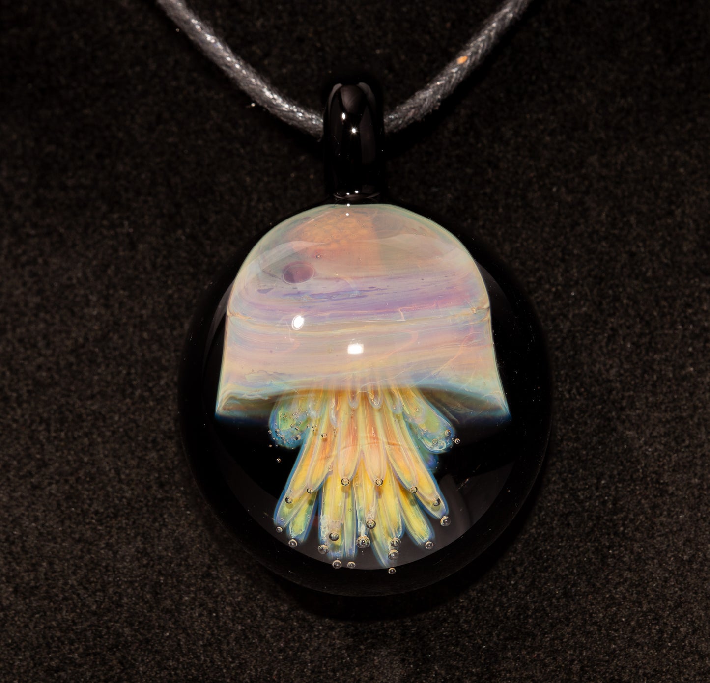 Sea Creature Pendant | Jellyfish Glass Necklace | Silvered Glass Art | Handblown Jewelry | Ocean Depths