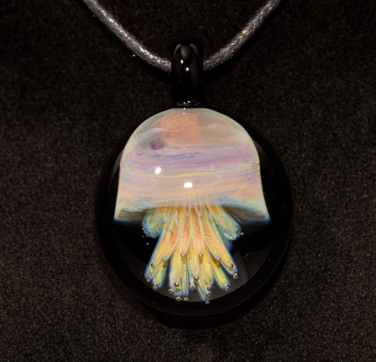 Sea Creature Pendant | Jellyfish Glass Necklace | Silvered Glass Art | Handblown Jewelry | Ocean Depths