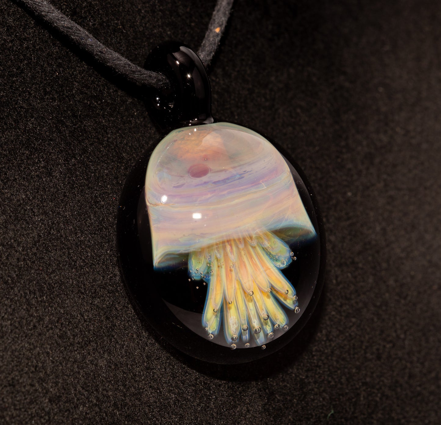 Sea Creature Pendant | Jellyfish Glass Necklace | Silvered Glass Art | Handblown Jewelry | Ocean Depths