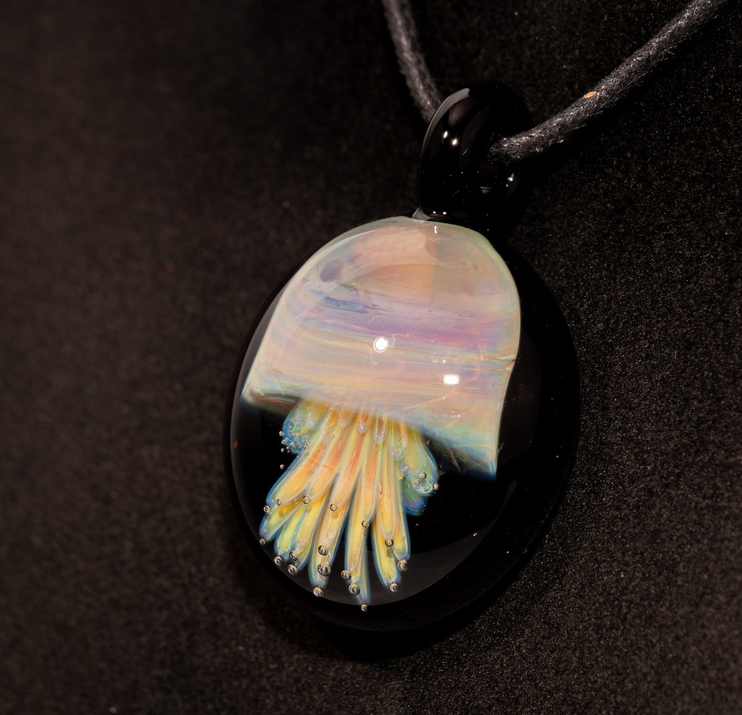 Sea Creature Pendant | Jellyfish Glass Necklace | Silvered Glass Art | Handblown Jewelry | Ocean Depths