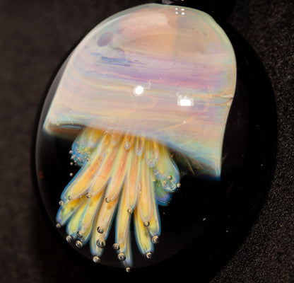 Sea Creature Pendant | Jellyfish Glass Necklace | Silvered Glass Art | Handblown Jewelry | Ocean Depths