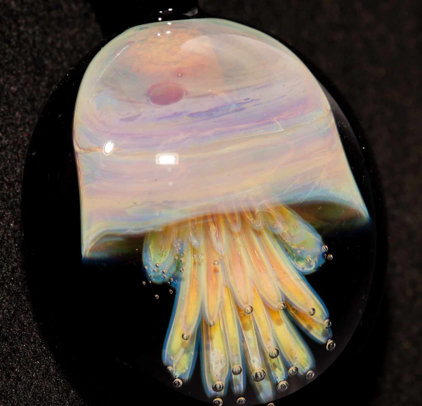 Sea Creature Pendant | Jellyfish Glass Necklace | Silvered Glass Art | Handblown Jewelry | Ocean Depths