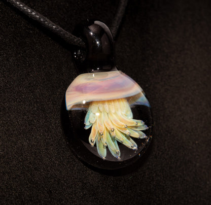 Ocean Pendant | Handblown Jellyfish Necklace | Glass Art Jewelry | Sea Life Pendant | Coral Colors