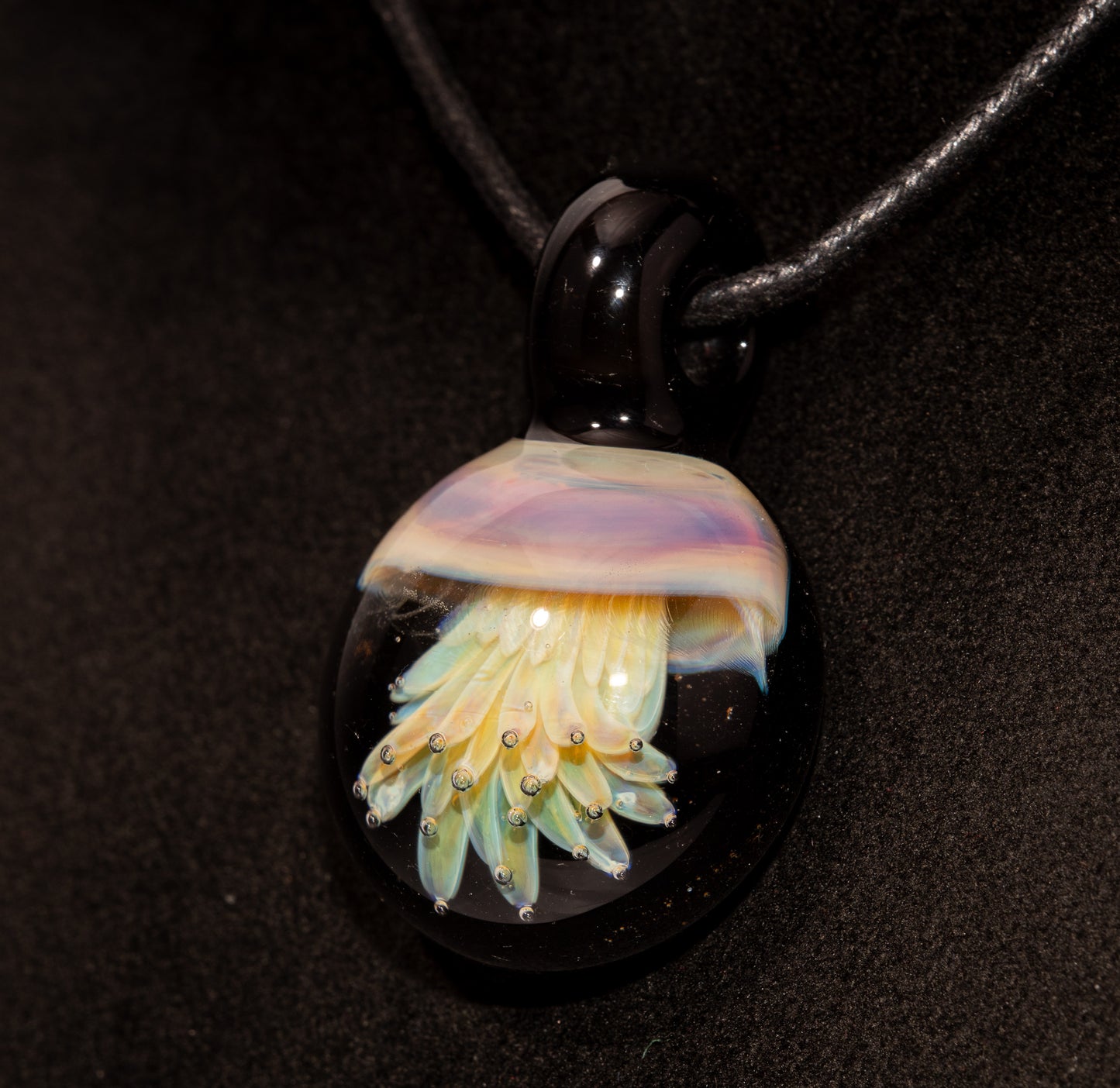Ocean Pendant | Handblown Jellyfish Necklace | Glass Art Jewelry | Sea Life Pendant | Coral Colors
