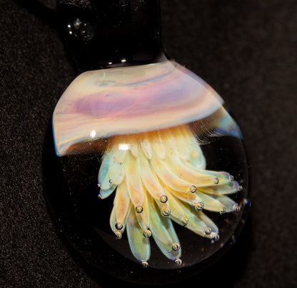Ocean Pendant | Handblown Jellyfish Necklace | Glass Art Jewelry | Sea Life Pendant | Coral Colors