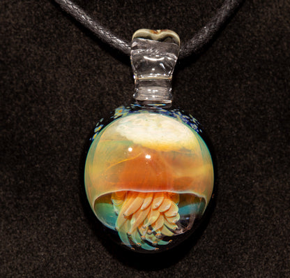Ocean Pendant | Handblown Jellyfish Necklace | Glass Art Jewelry | Sea Life Pendant | Coral Colors