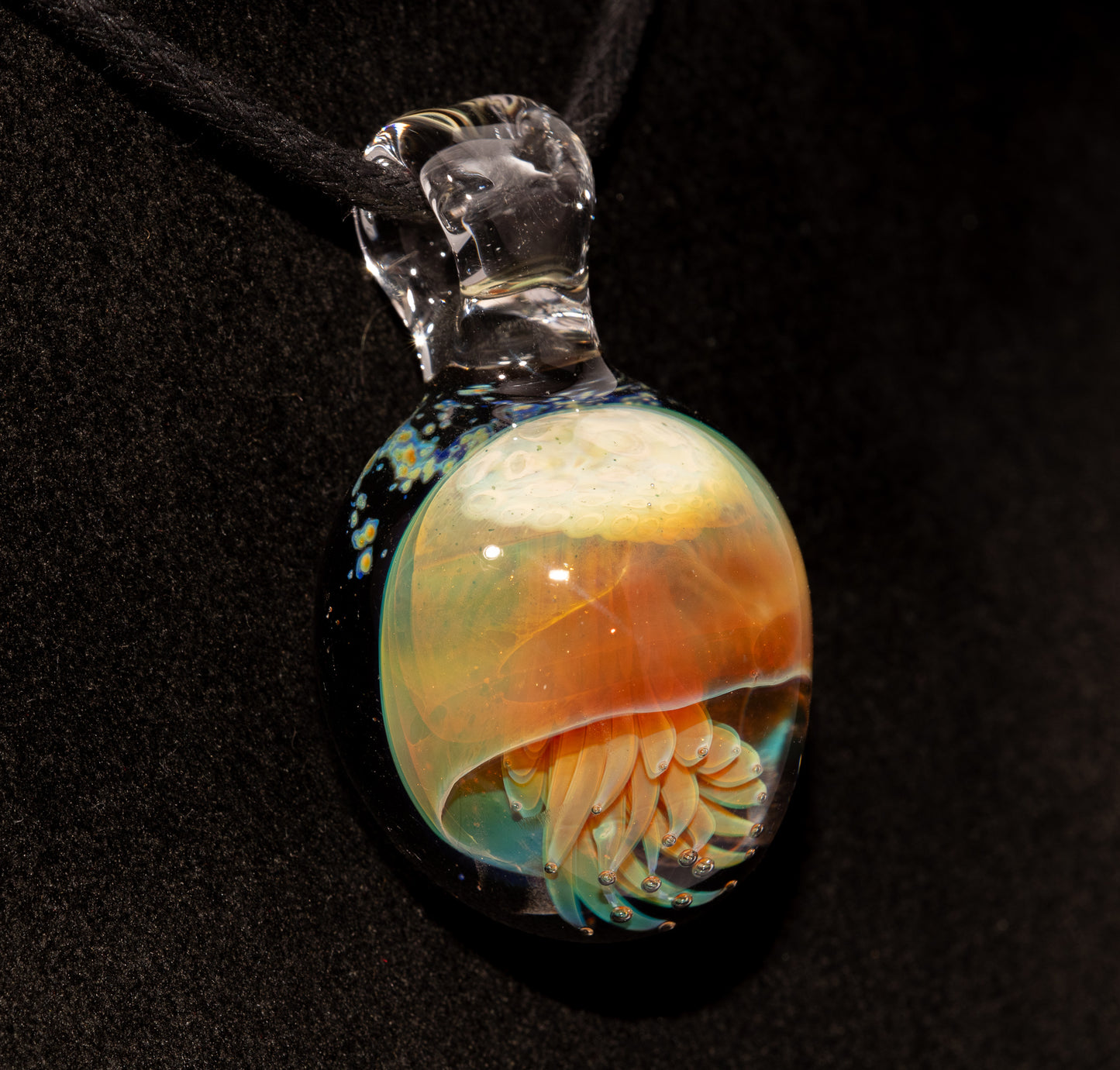Ocean Pendant | Handblown Jellyfish Necklace | Glass Art Jewelry | Sea Life Pendant | Coral Colors