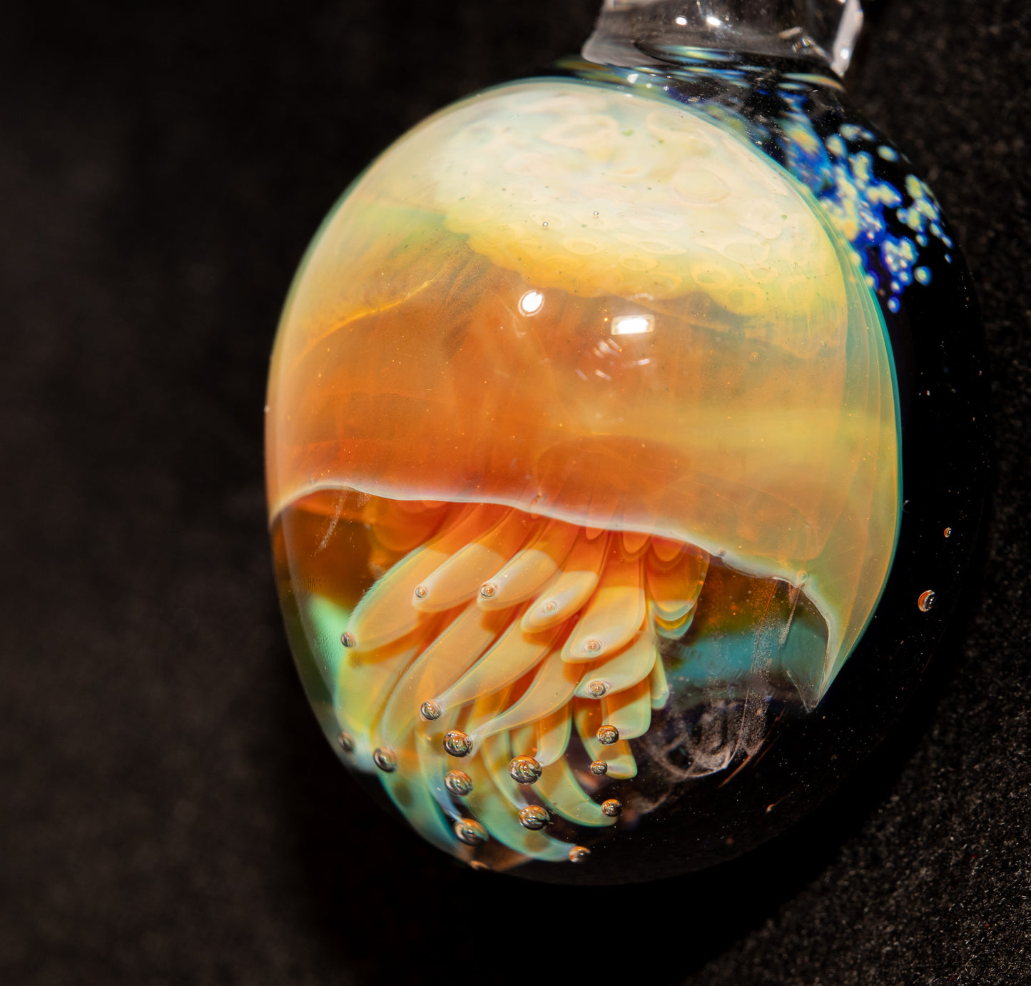 Ocean Pendant | Handblown Jellyfish Necklace | Glass Art Jewelry | Sea Life Pendant | Coral Colors
