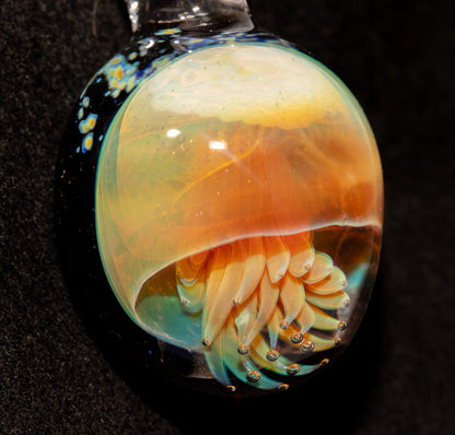 Ocean Pendant | Handblown Jellyfish Necklace | Glass Art Jewelry | Sea Life Pendant | Coral Colors