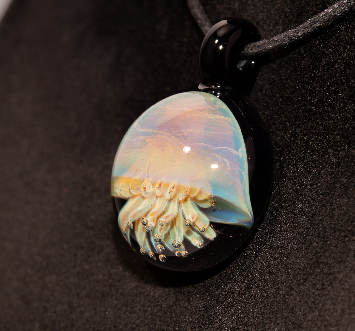 Ocean Jellyfish Pendant | Silvered Glass Necklace | Handblown Glass Jewelry | Tropical Accessories | Coral Reef
