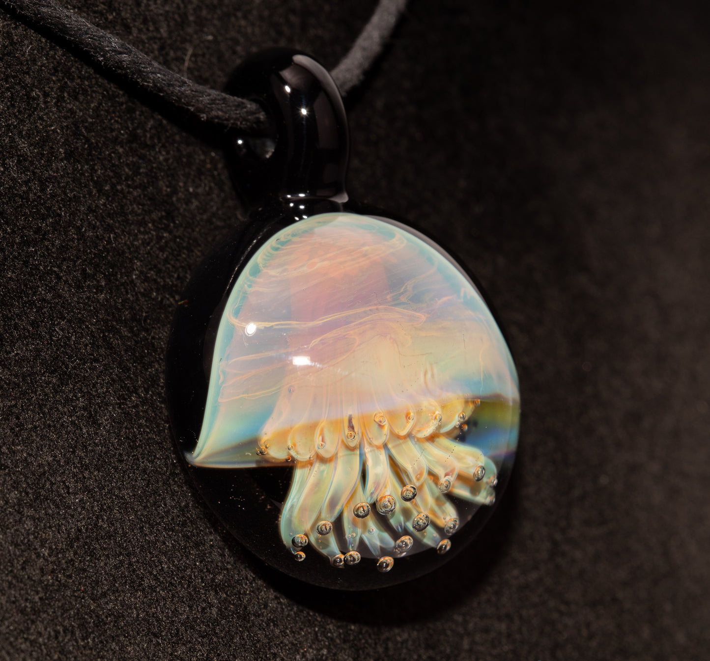 Ocean Jellyfish Pendant | Silvered Glass Necklace | Handblown Glass Jewelry | Tropical Accessories | Coral Reef