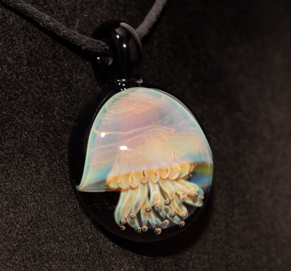 Ocean Jellyfish Pendant | Silvered Glass Necklace | Handblown Glass Jewelry | Tropical Accessories | Coral Reef