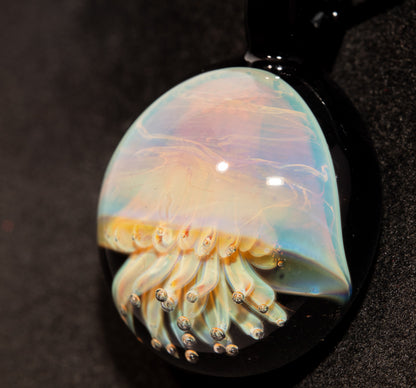 Ocean Jellyfish Pendant | Silvered Glass Necklace | Handblown Glass Jewelry | Tropical Accessories | Coral Reef