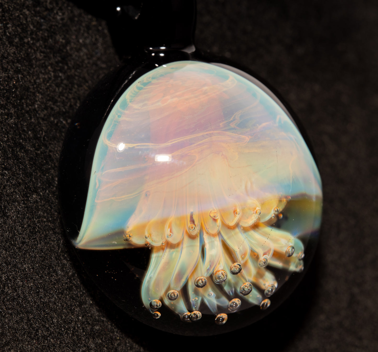 Ocean Jellyfish Pendant | Silvered Glass Necklace | Handblown Glass Jewelry | Tropical Accessories | Coral Reef