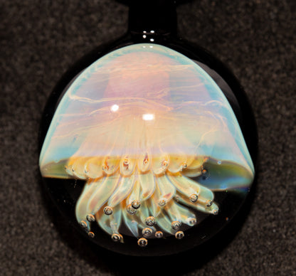 Ocean Jellyfish Pendant | Silvered Glass Necklace | Handblown Glass Jewelry | Tropical Accessories | Coral Reef