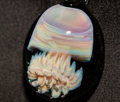 Handblown Sea Life Pendant | Jellyfish Glass Necklace | Silvered Glass Art Jewelry | Tropical Jewelry | Ocean Horizon