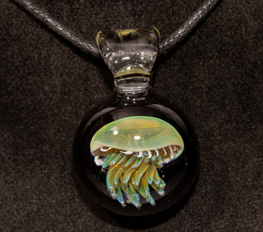 Ocean Jellyfish Pendant | Silvered Glass Necklace | Handblown Glass Jewelry | Tropical Accessories | Coral Reef