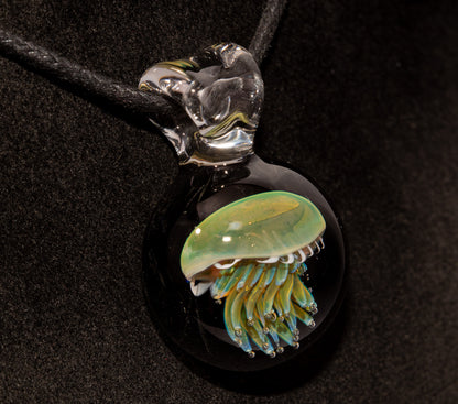 Ocean Jellyfish Pendant | Silvered Glass Necklace | Handblown Glass Jewelry | Tropical Accessories | Coral Reef