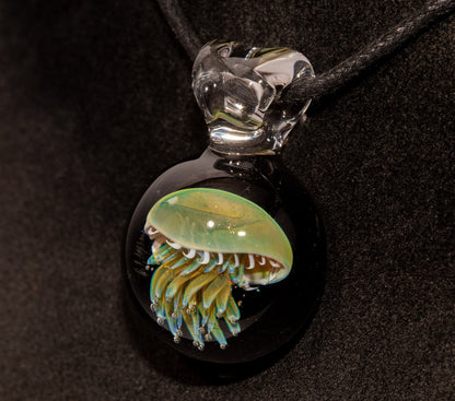 Ocean Jellyfish Pendant | Silvered Glass Necklace | Handblown Glass Jewelry | Tropical Accessories | Coral Reef