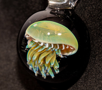 Ocean Jellyfish Pendant | Silvered Glass Necklace | Handblown Glass Jewelry | Tropical Accessories | Coral Reef