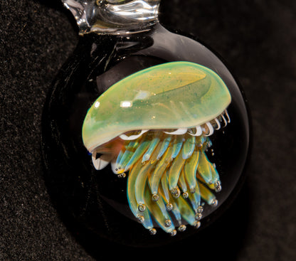 Ocean Jellyfish Pendant | Silvered Glass Necklace | Handblown Glass Jewelry | Tropical Accessories | Coral Reef