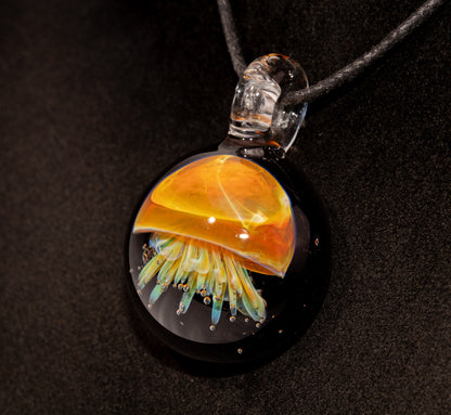 Jellyfish Pendant | Handblown Glass Jewelry | Ocean-Inspired Necklace | Silvered Glass Art | Tropical Vibes