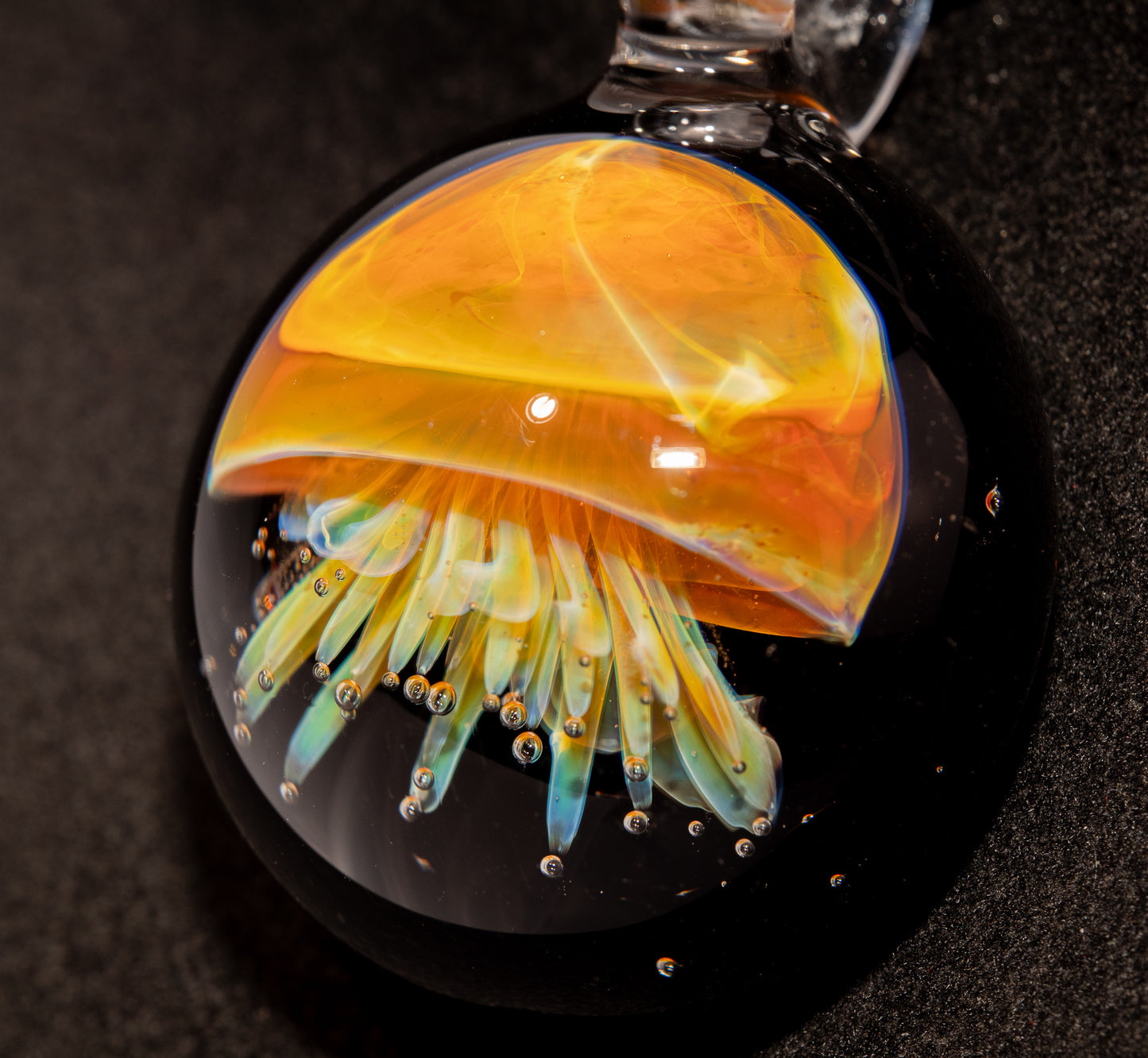 Jellyfish Pendant | Handblown Glass Jewelry | Ocean-Inspired Necklace | Silvered Glass Art | Tropical Vibes