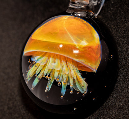 Jellyfish Pendant | Handblown Glass Jewelry | Ocean-Inspired Necklace | Silvered Glass Art | Tropical Vibes