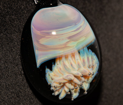 Handblown Sea Life Pendant | Jellyfish Glass Necklace | Silvered Glass Art Jewelry | Tropical Jewelry | Ocean Horizon