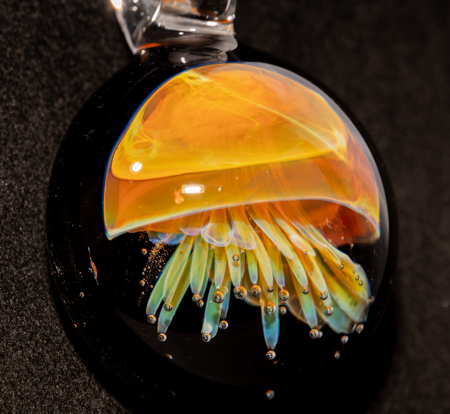 Jellyfish Pendant | Handblown Glass Jewelry | Ocean-Inspired Necklace | Silvered Glass Art | Tropical Vibes