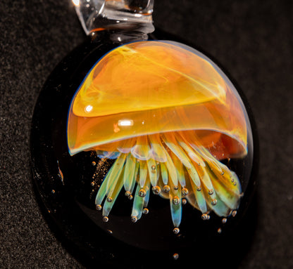 Jellyfish Pendant | Handblown Glass Jewelry | Ocean-Inspired Necklace | Silvered Glass Art | Tropical Vibes
