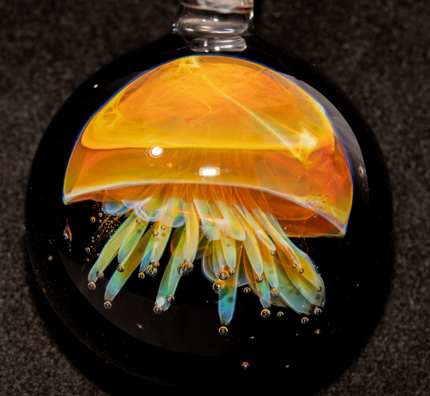 Jellyfish Pendant | Handblown Glass Jewelry | Ocean-Inspired Necklace | Silvered Glass Art | Tropical Vibes
