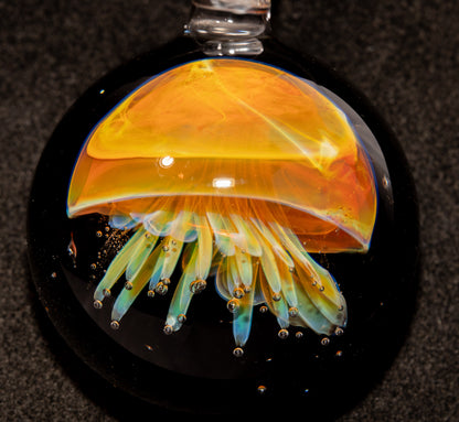 Jellyfish Pendant | Handblown Glass Jewelry | Ocean-Inspired Necklace | Silvered Glass Art | Tropical Vibes