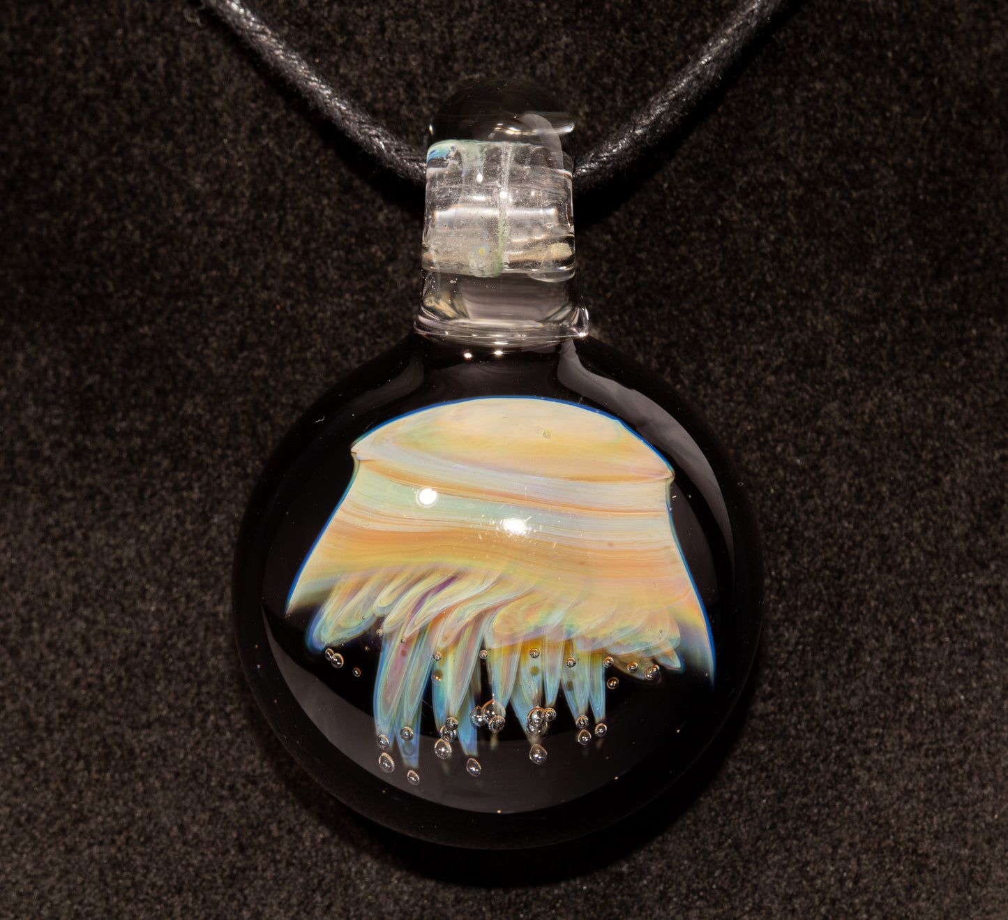 Jellyfish Pendant | Handblown Glass Jewelry | Ocean-Inspired Necklace | Silvered Glass Art | Tropical Vibes
