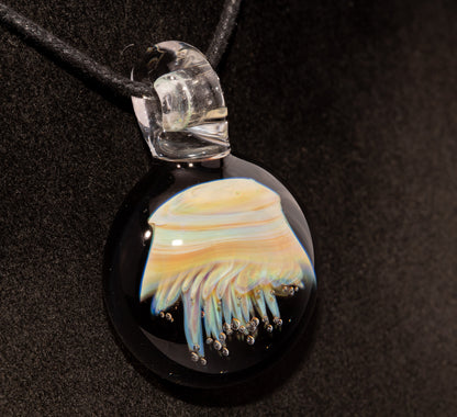 Jellyfish Pendant | Handblown Glass Jewelry | Ocean-Inspired Necklace | Silvered Glass Art | Tropical Vibes