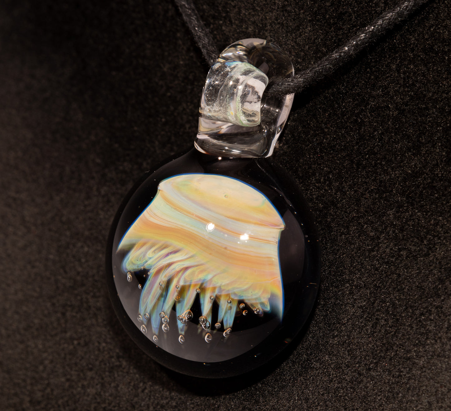 Jellyfish Pendant | Handblown Glass Jewelry | Ocean-Inspired Necklace | Silvered Glass Art | Tropical Vibes