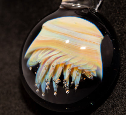 Jellyfish Pendant | Handblown Glass Jewelry | Ocean-Inspired Necklace | Silvered Glass Art | Tropical Vibes