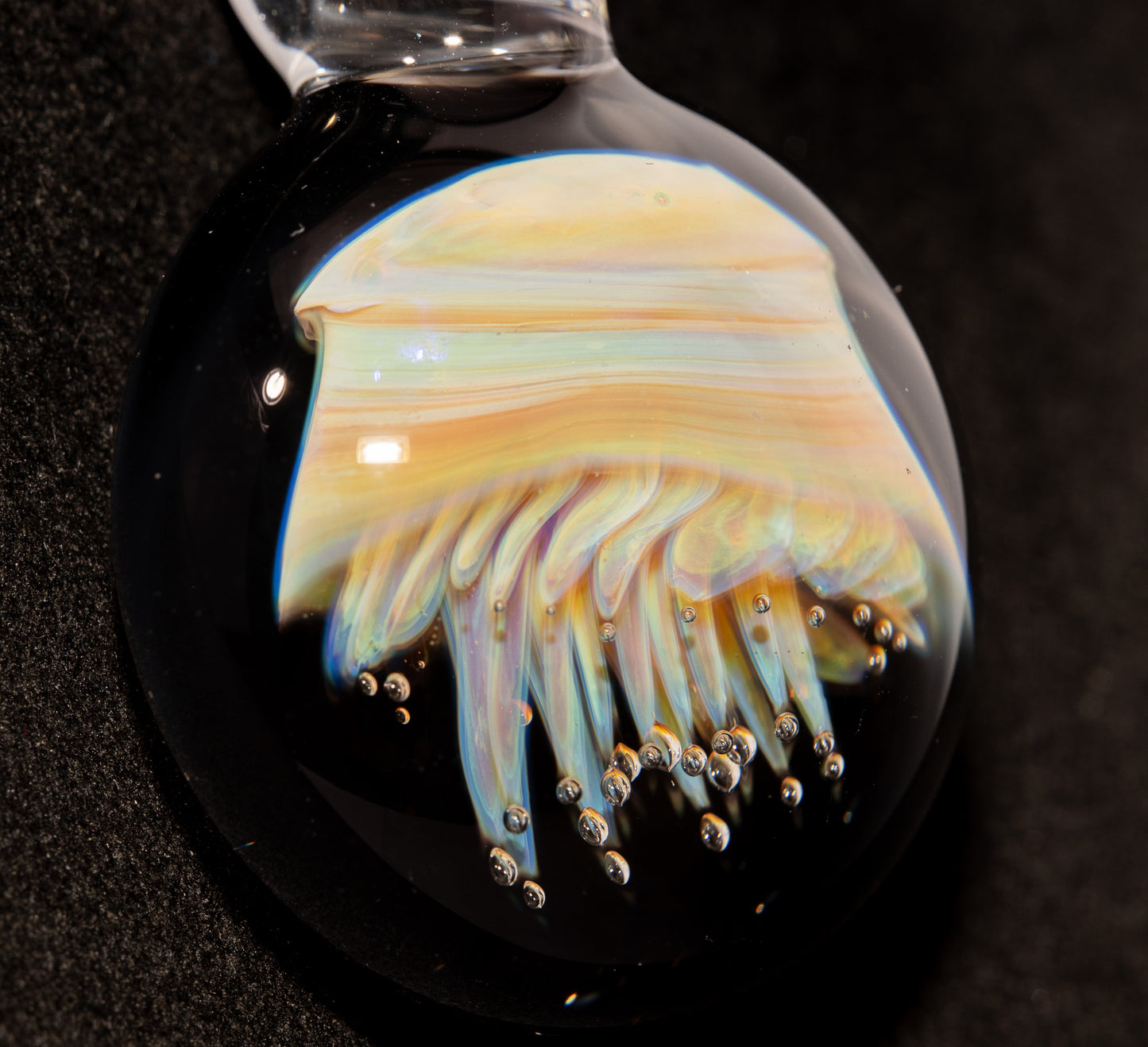 Jellyfish Pendant | Handblown Glass Jewelry | Ocean-Inspired Necklace | Silvered Glass Art | Tropical Vibes