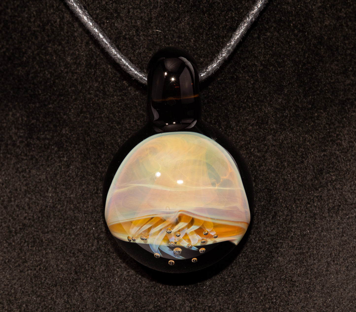 Jellyfish Glass Art Pendant | Handcrafted Ocean Jewelry | Silvered Glass Necklace | Sunlit Sea