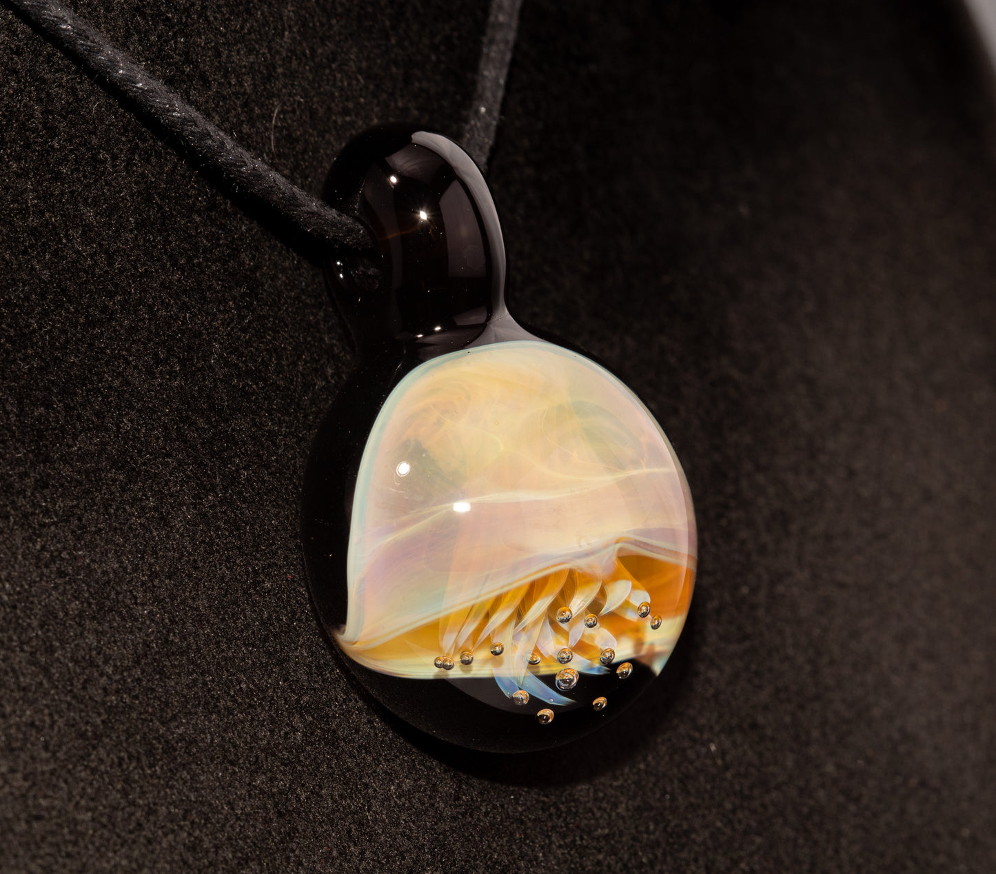 Jellyfish Glass Art Pendant | Handcrafted Ocean Jewelry | Silvered Glass Necklace | Sunlit Sea