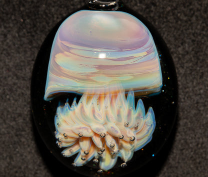 Handblown Sea Life Pendant | Jellyfish Glass Necklace | Silvered Glass Art Jewelry | Tropical Jewelry | Ocean Horizon