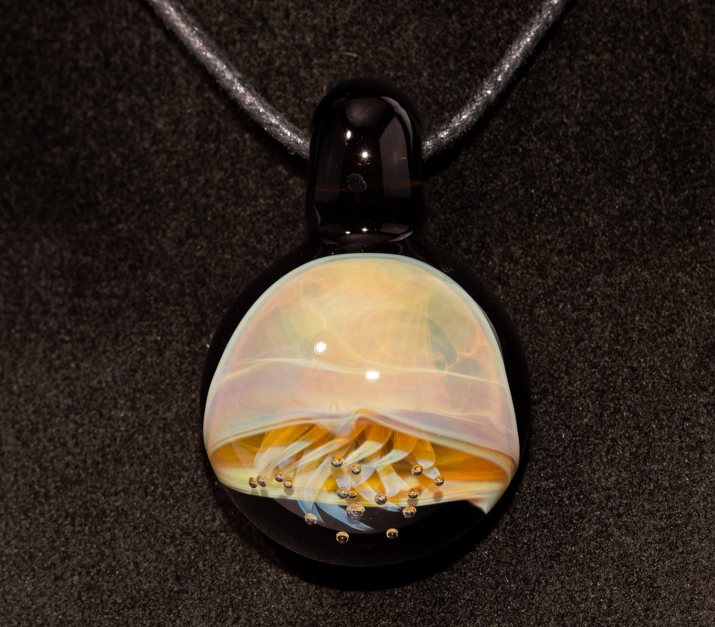 Jellyfish Glass Art Pendant | Handcrafted Ocean Jewelry | Silvered Glass Necklace | Sunlit Sea