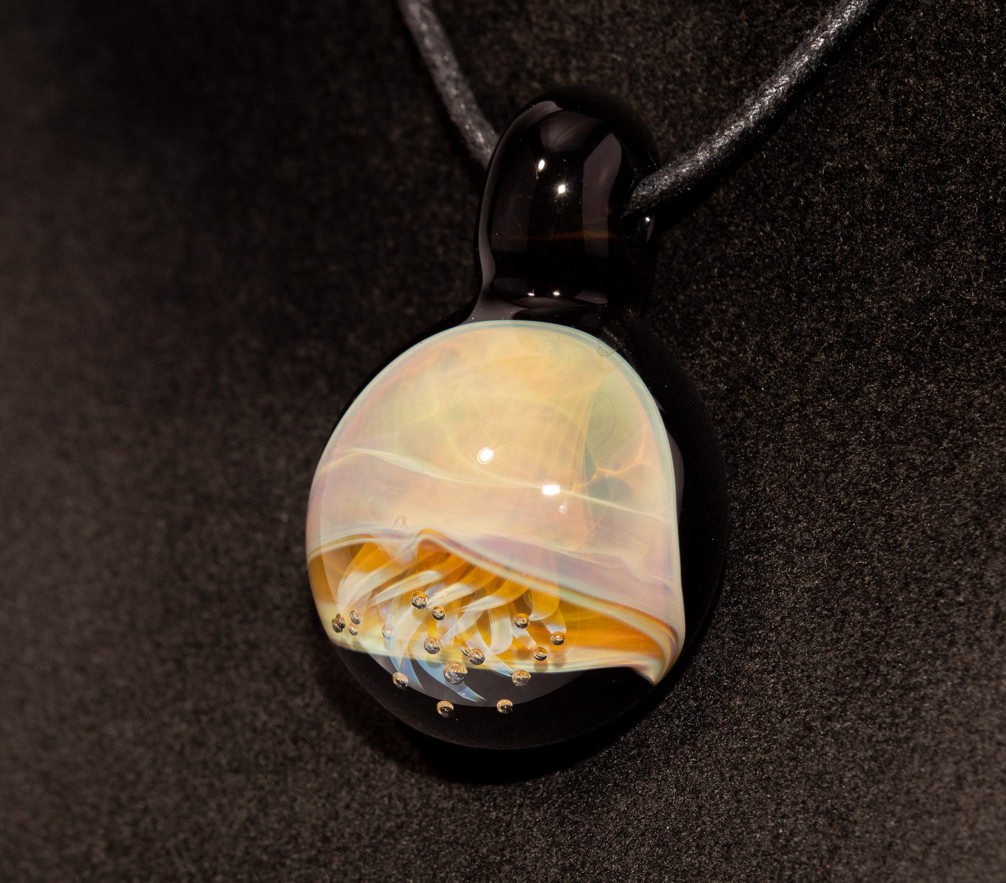 Jellyfish Glass Art Pendant | Handcrafted Ocean Jewelry | Silvered Glass Necklace | Sunlit Sea