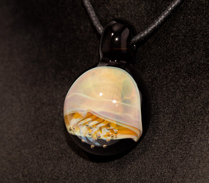 Jellyfish Glass Art Pendant | Handcrafted Ocean Jewelry | Silvered Glass Necklace | Sunlit Sea